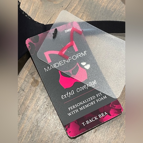 NWT Maidenform Women’s Solid Black Extra Coverage T-Back Bra Sz: 34C DM9502 - Picture 4 of 8